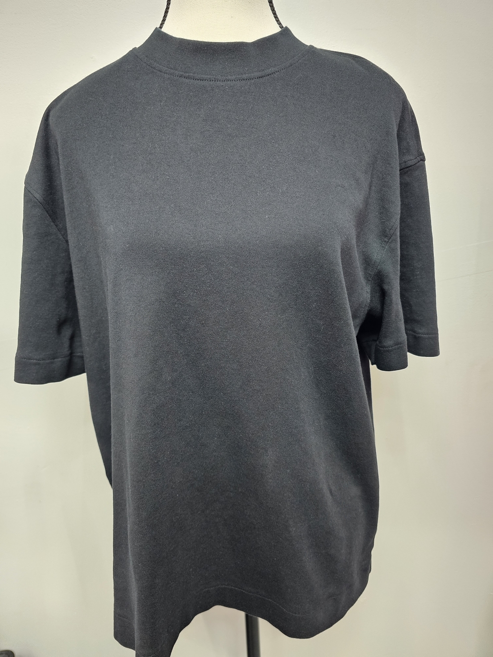 Zara Women's Black Short Sleeve Mock Neck Boxy Basic T Shirt (M)